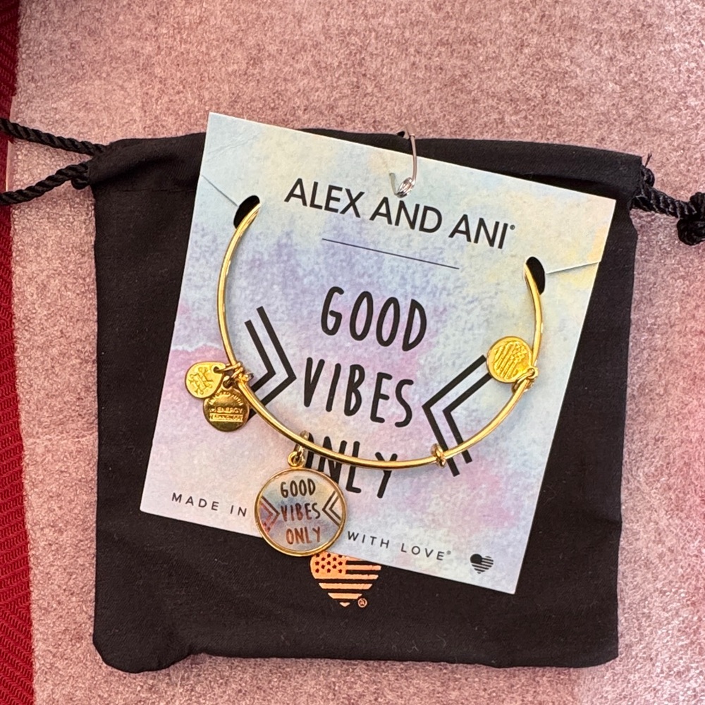Alex and Ani Gold Good Vibes Charm Bracelet